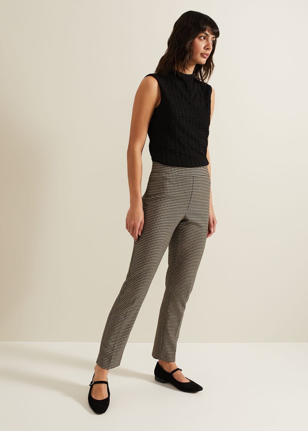 Donna Dogtooth Treggings Black/Multi