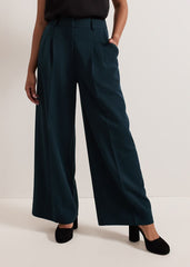 Petite Arabella Pleat Wide Leg Trousers Green