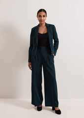 Petite Arabella Pleat Wide Leg Trousers Green