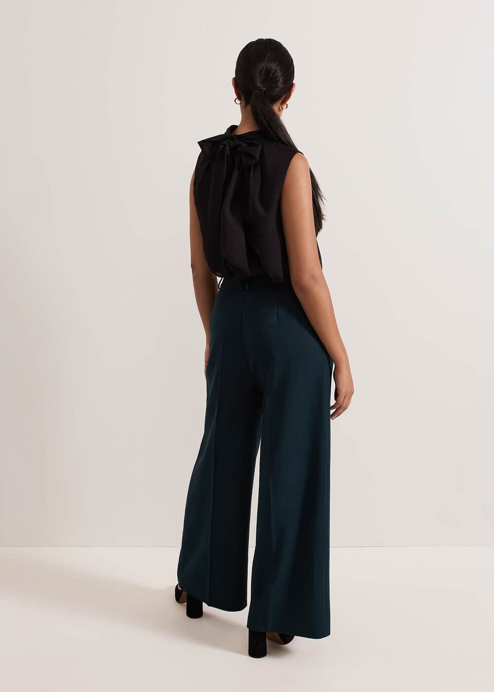 Petite Arabella Pleat Wide Leg Trousers Green