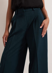 Petite Arabella Pleat Wide Leg Trousers Green