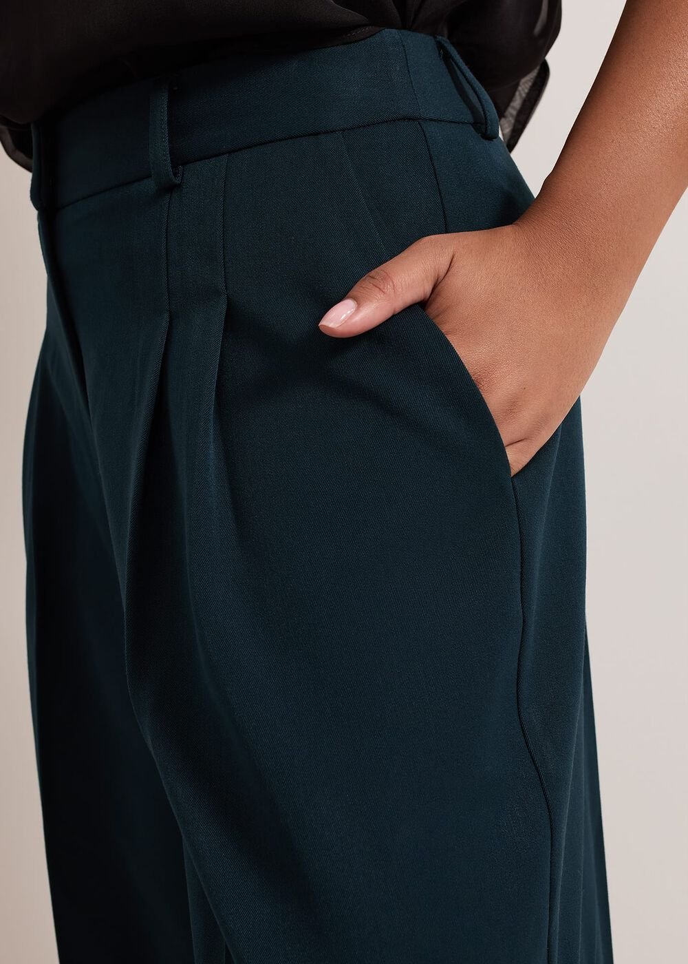 Petite Arabella Pleat Wide Leg Trousers Green