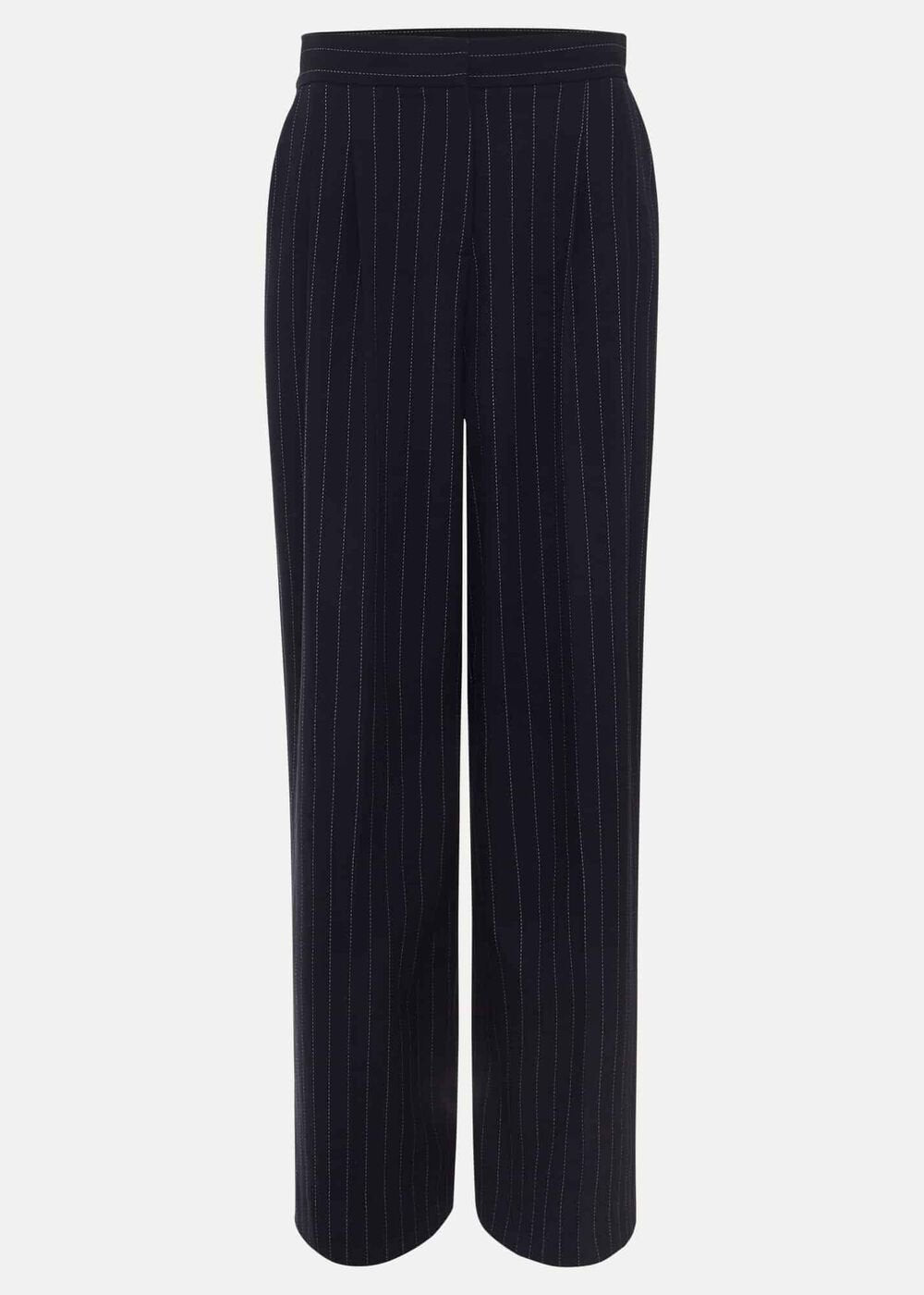 Pia Pinstripe Wide Leg Trousers Navy