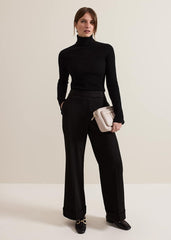 Petite Trixie Turn Up Hem Trouser Black