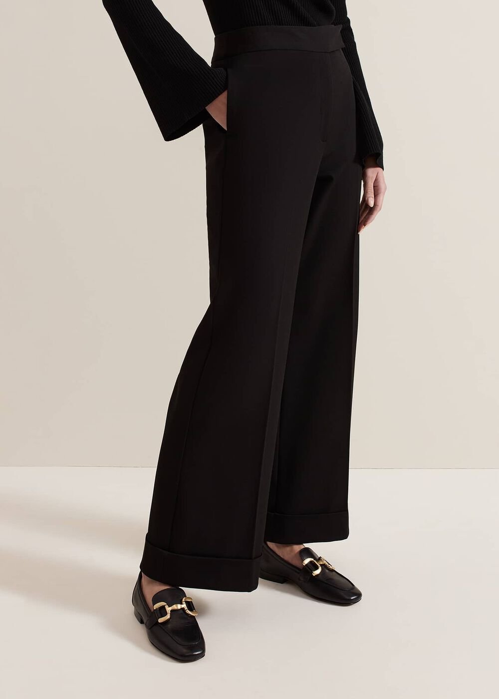 Petite Trixie Turn Up Hem Trouser Black