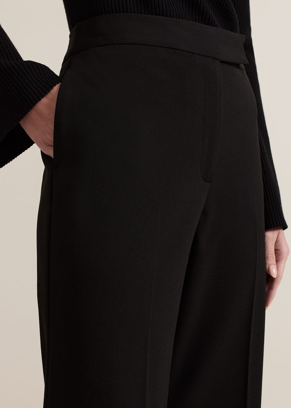 Petite Trixie Turn Up Hem Trouser Black