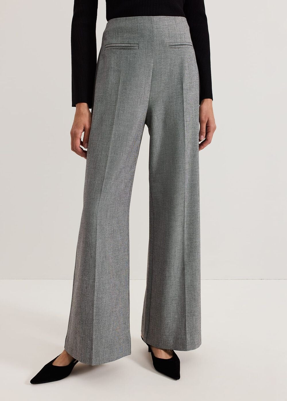 Dilly Pleat Detail Wide Leg Trouser Grey