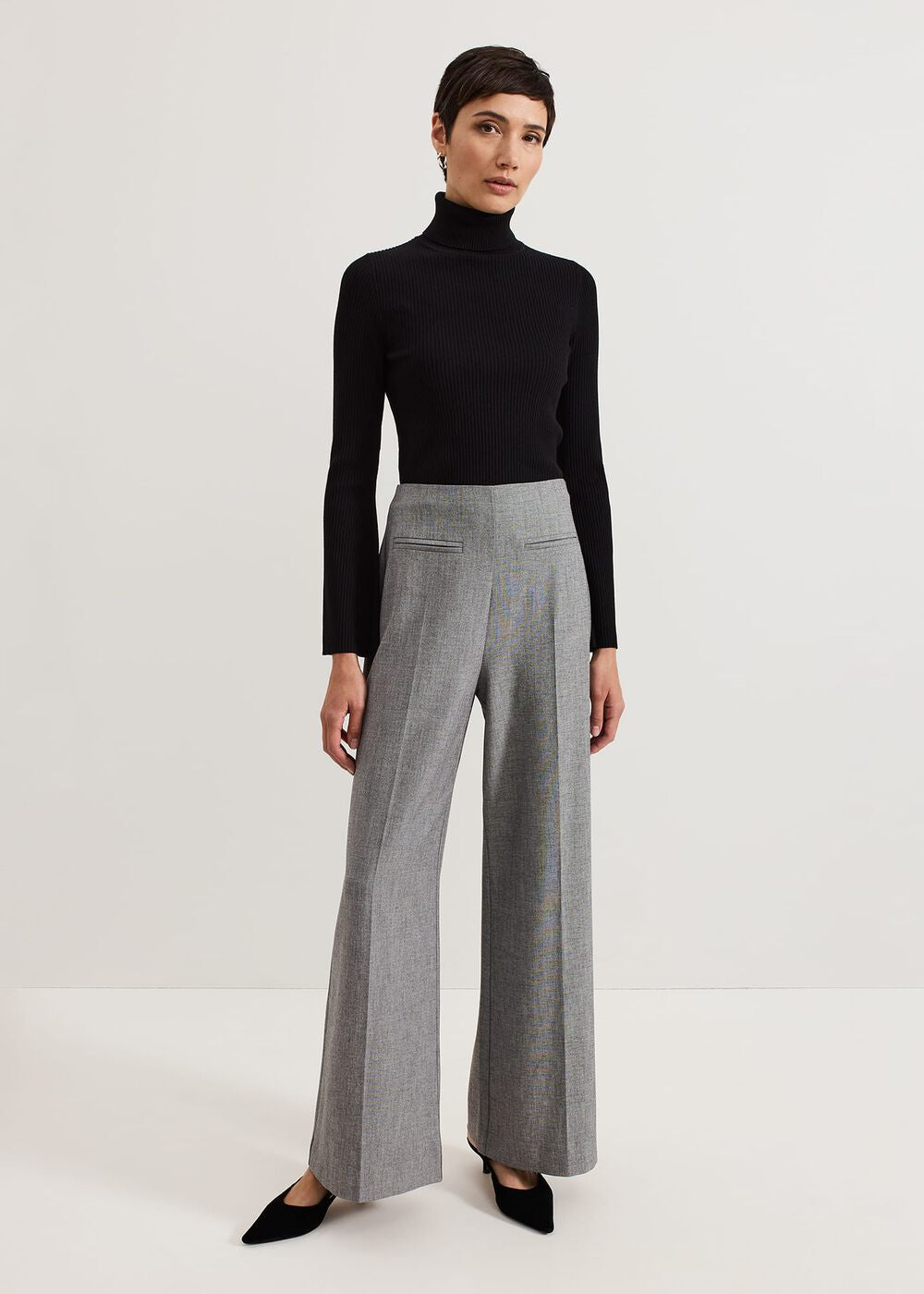 Dilly Pleat Detail Wide Leg Trouser Grey