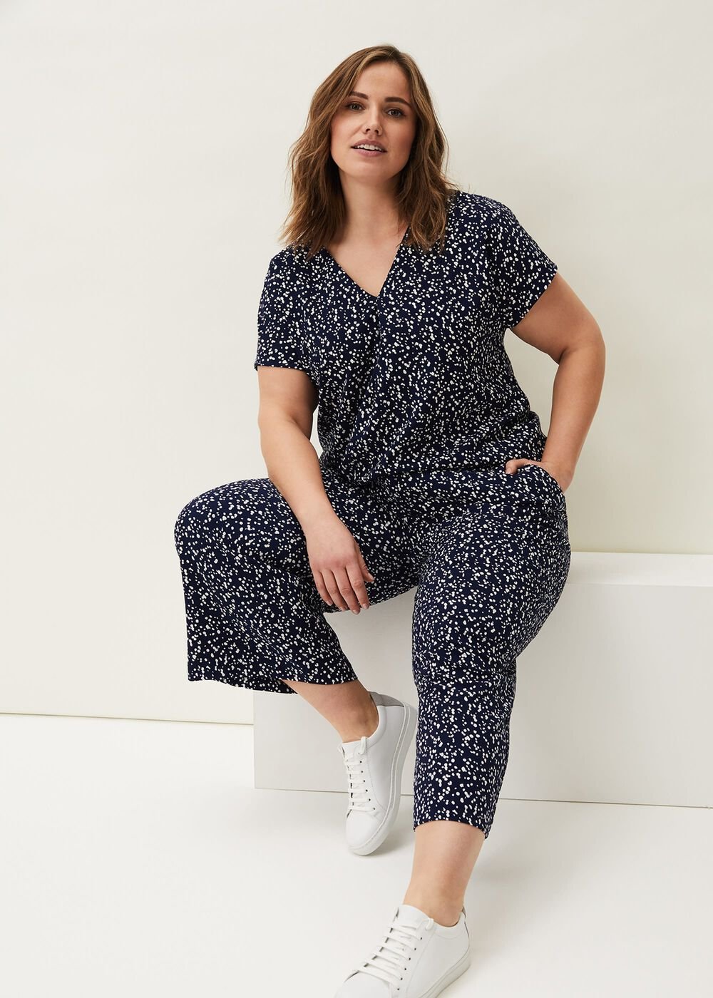 Carin Spot Culotte Trousers Navy
