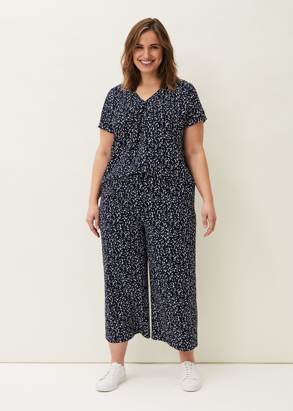 Carin Spot Culotte Trousers Navy