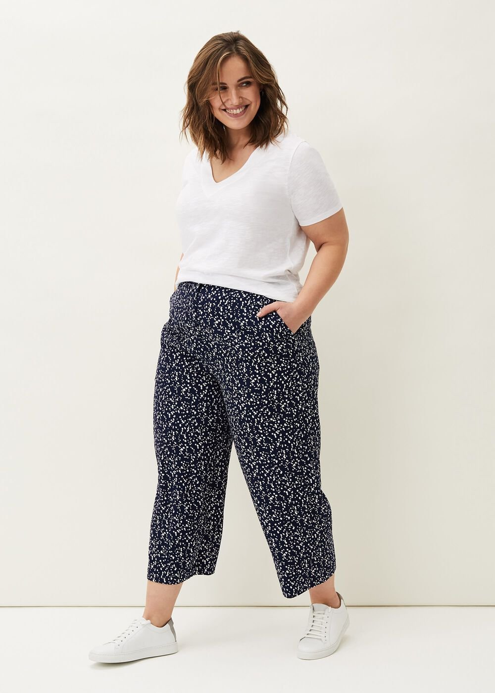 Carin Spot Culotte Trousers Navy