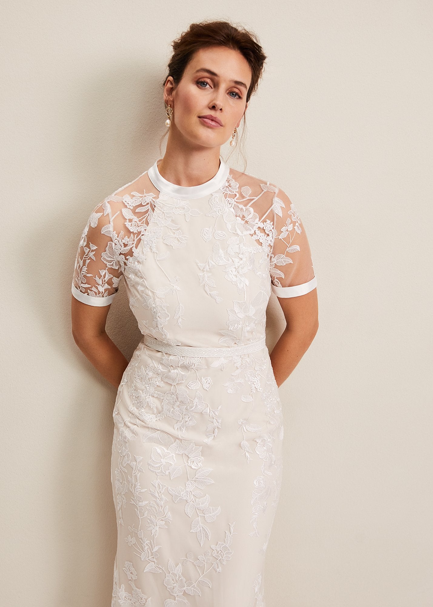 Poppy Embroidered Wedding Dress Pearl