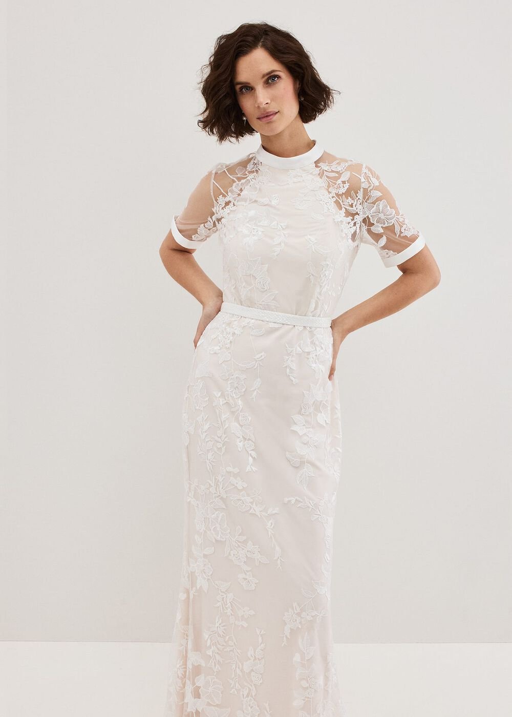 Poppy Embroidered Wedding Dress Pearl
