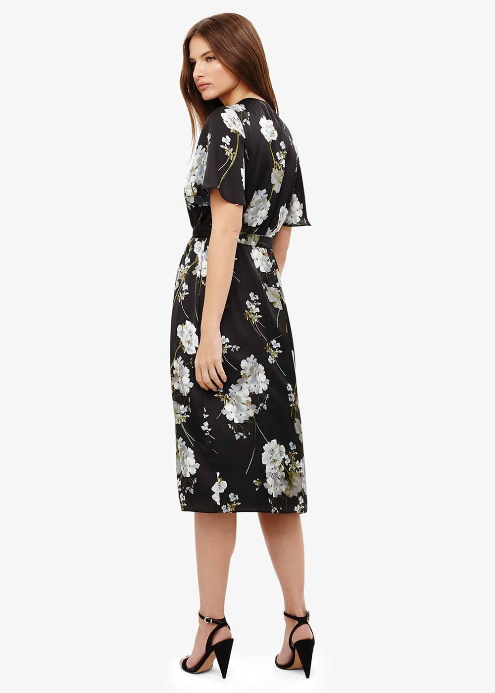 Tasha Floral Wrap Dress Black