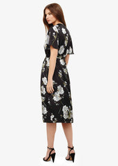 Tasha Floral Wrap Dress Black