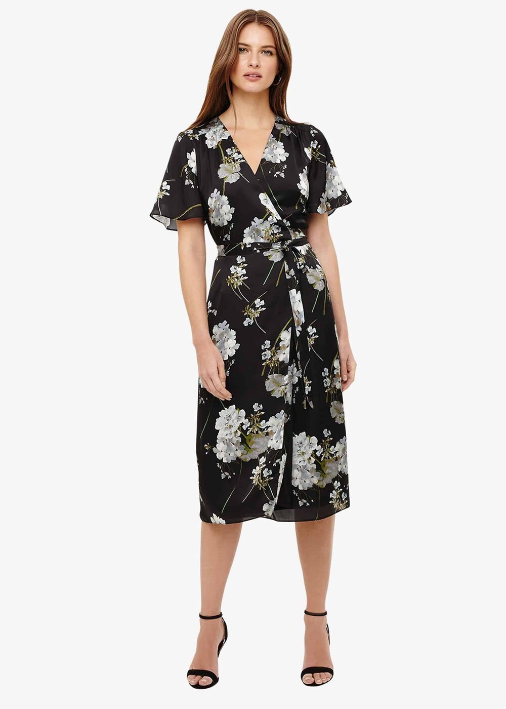 Tasha Floral Wrap Dress Black