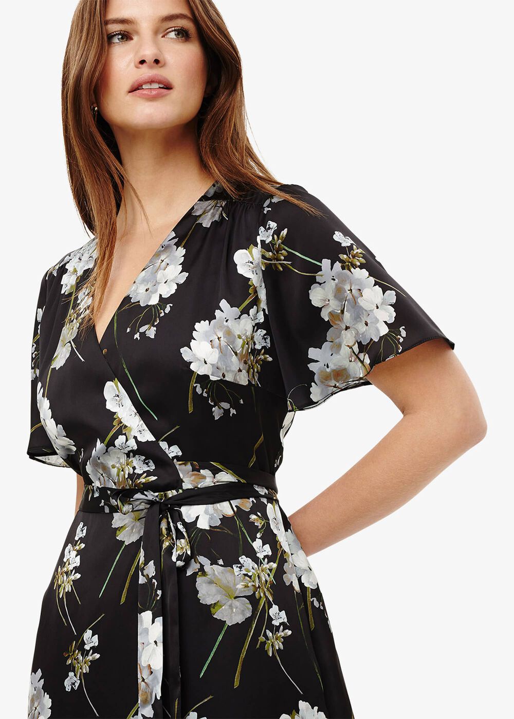 Tasha Floral Wrap Dress Black