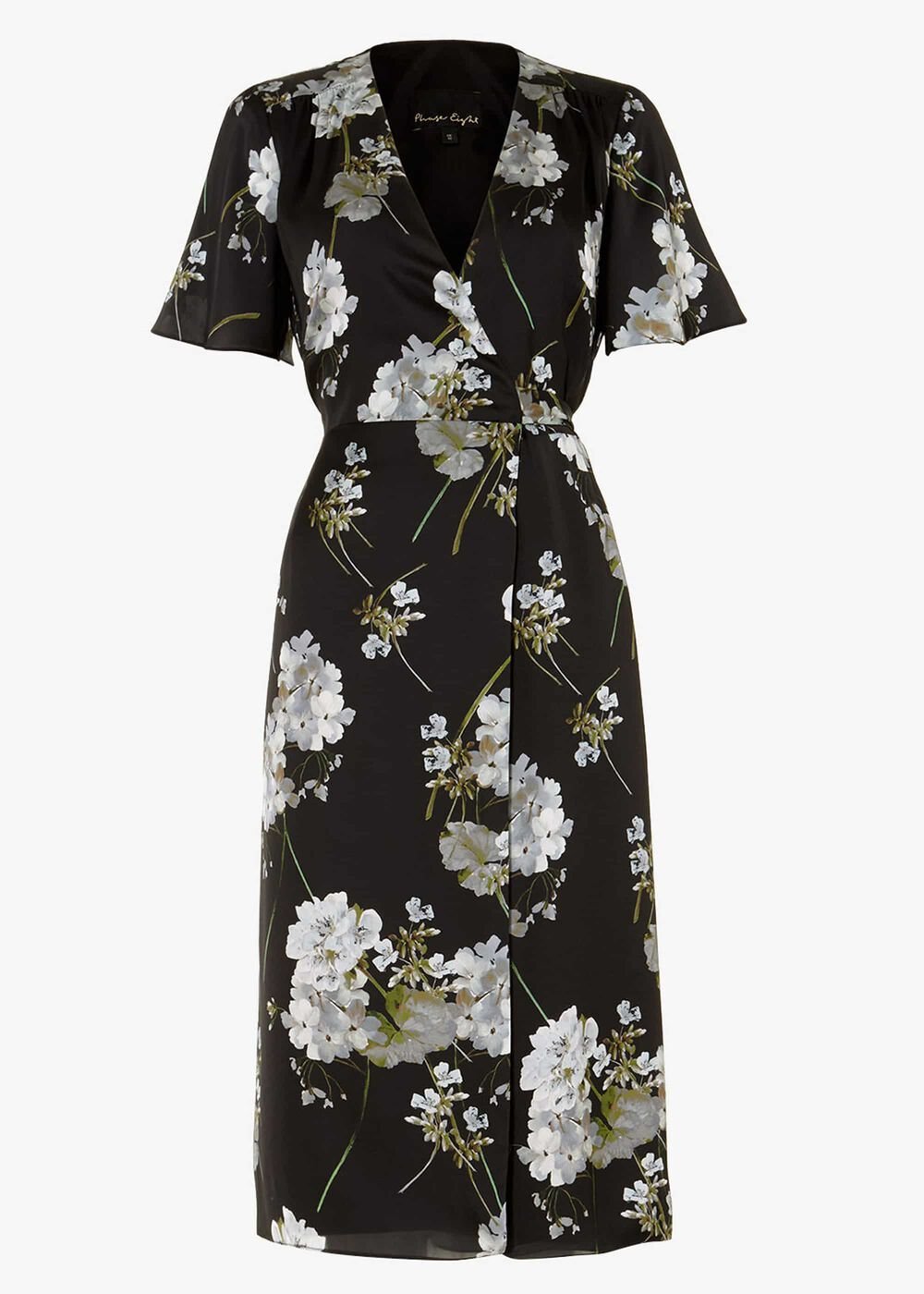 Tasha Floral Wrap Dress Black