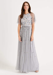 Celestra Embellished Maxi Dress Sky Blue
