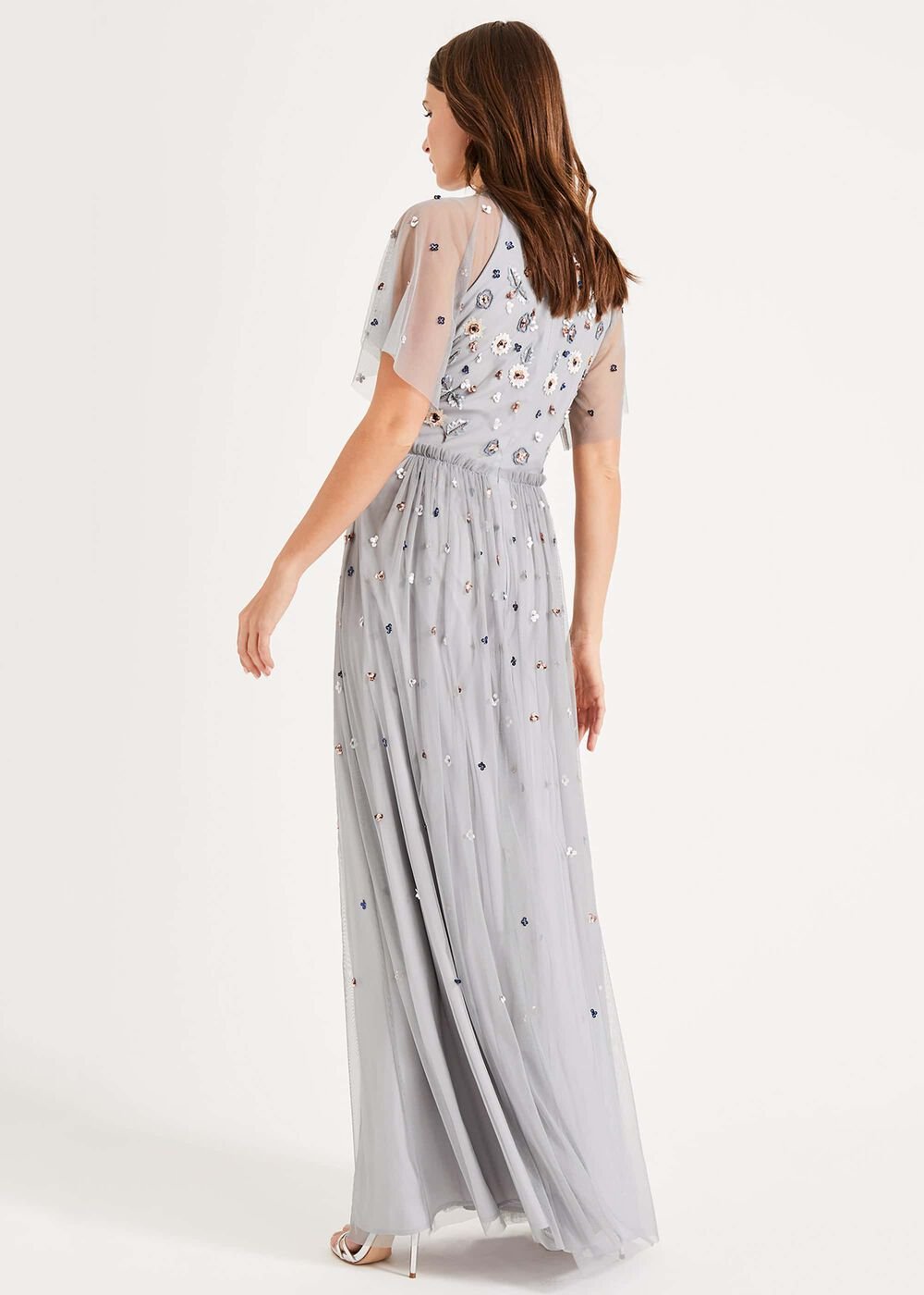 Celestra Embellished Maxi Dress Sky Blue