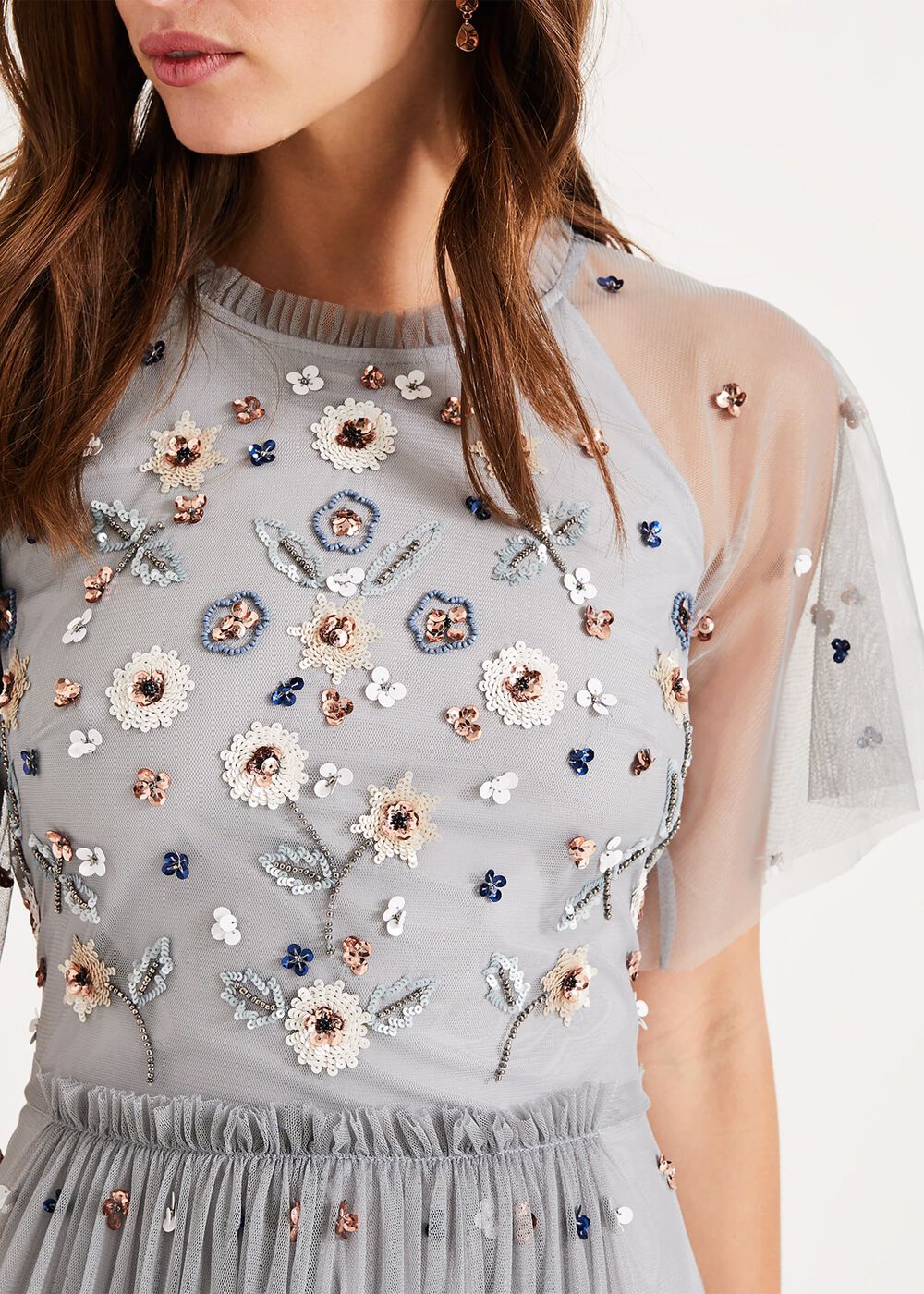 Celestra Embellished Maxi Dress Sky Blue