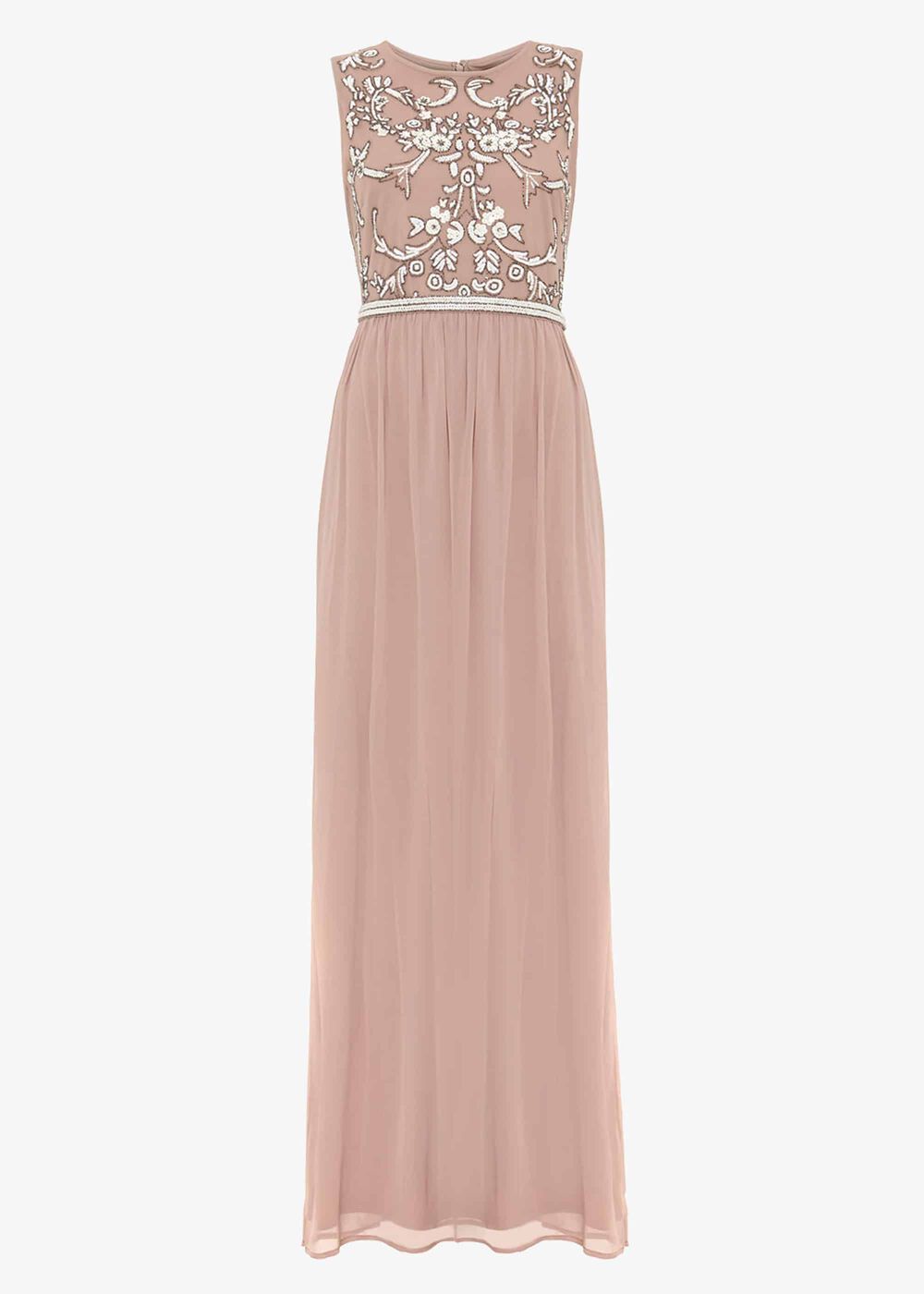 Zahara Embellished Maxi Dress Nude/White
