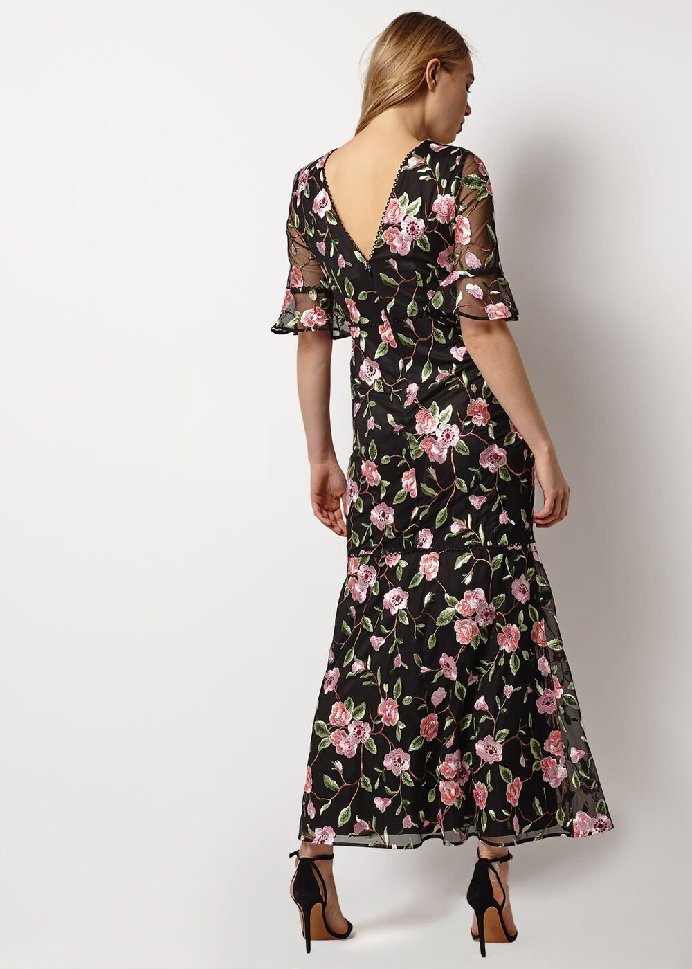 Antonette Embroidered Maxi Dress Black/Multi