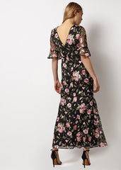 Antonette Embroidered Maxi Dress Black/Multi
