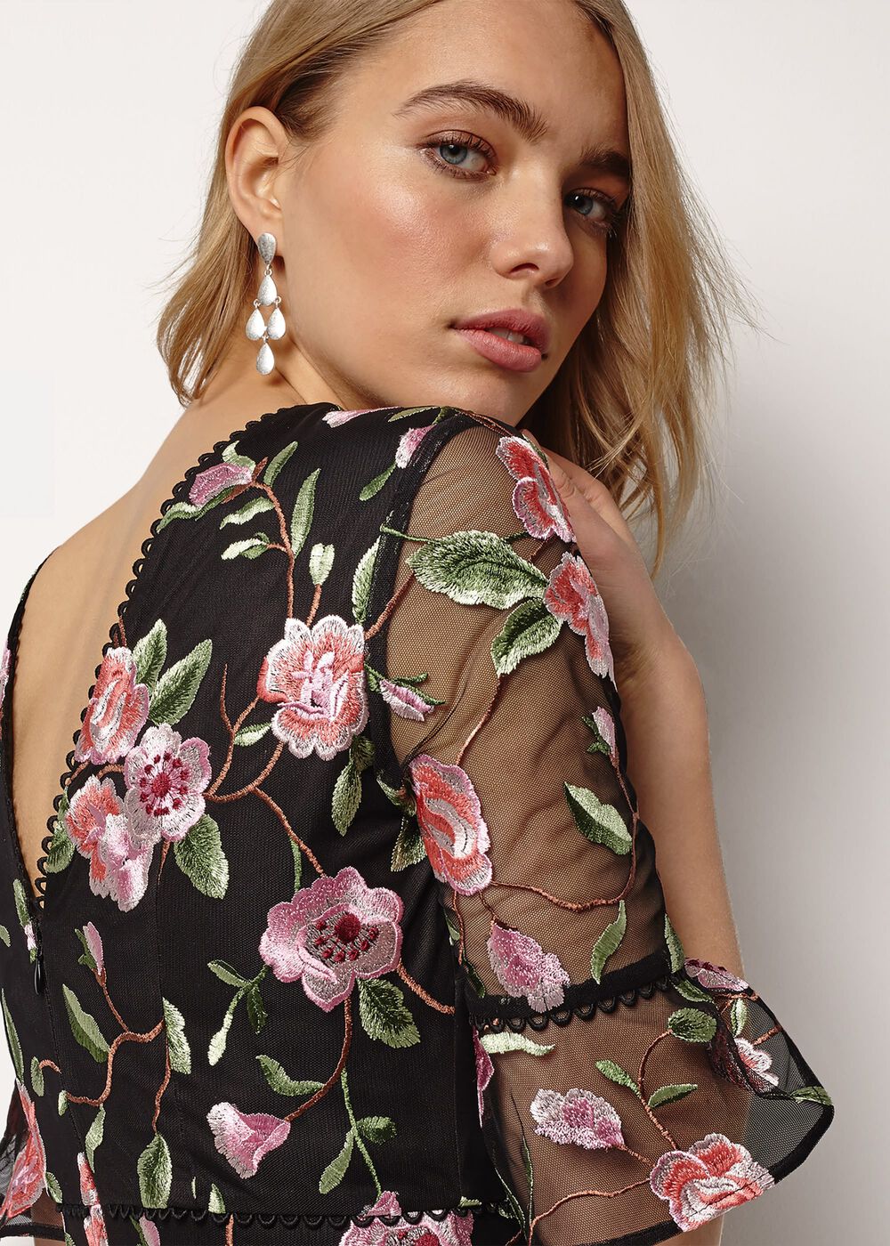 Antonette Embroidered Maxi Dress Black/Multi