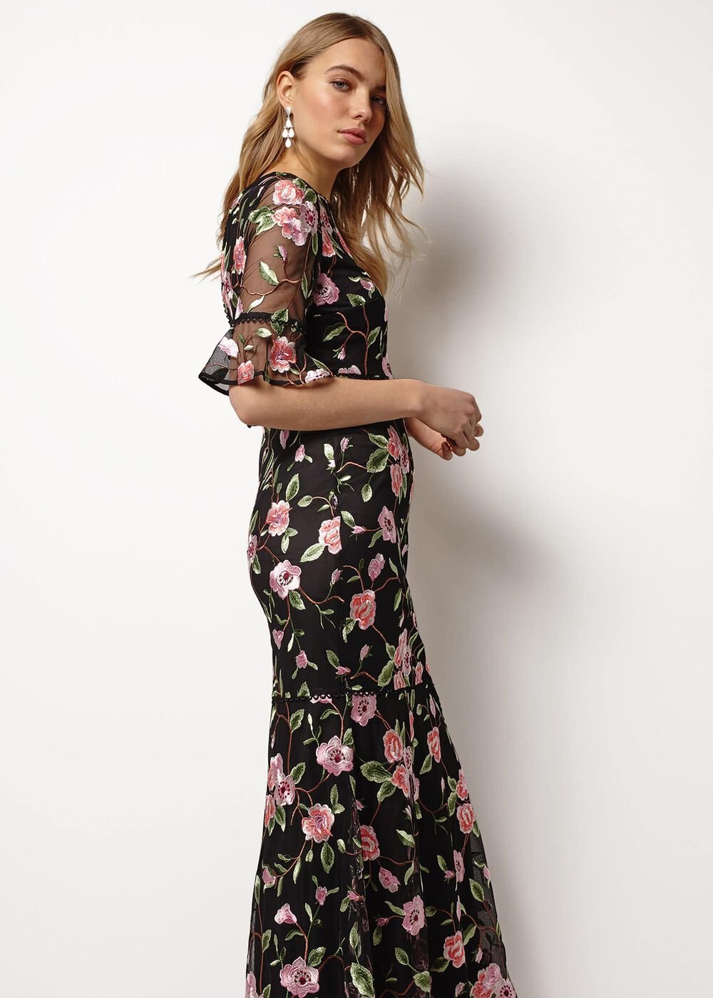 Antonette Embroidered Maxi Dress Black/Multi