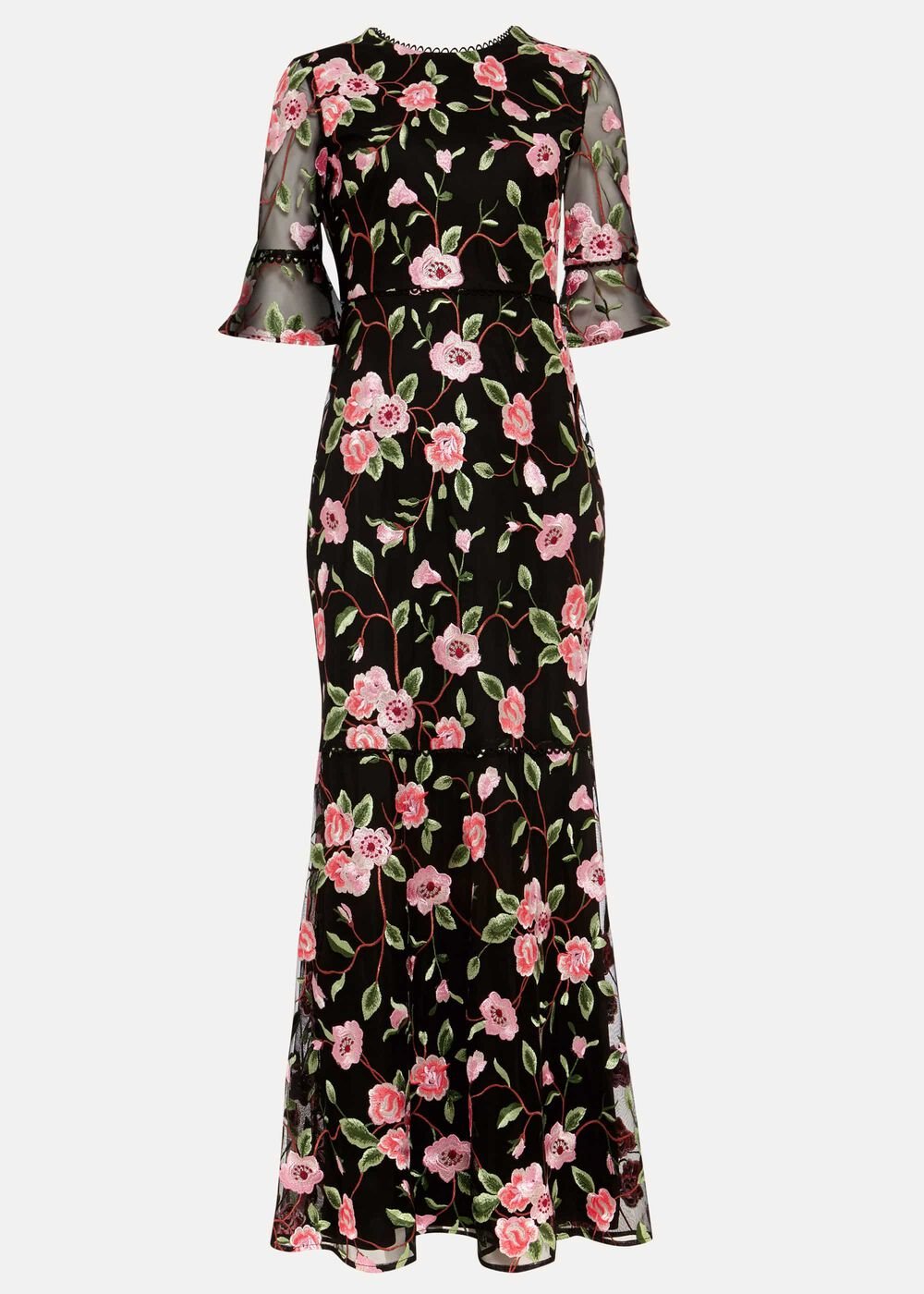 Antonette Embroidered Maxi Dress Black/Multi