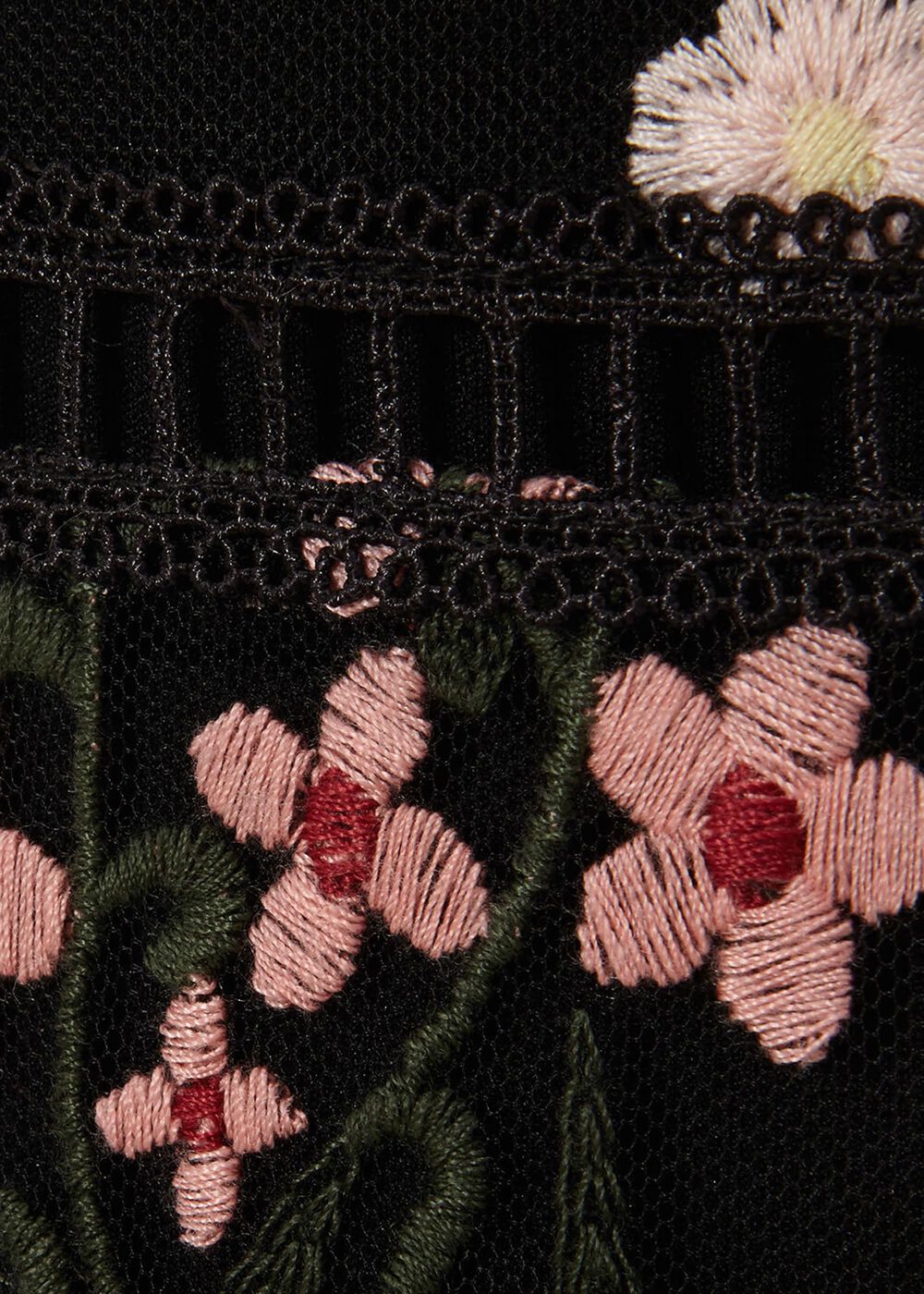 Ditsy Embroidered Dress Black