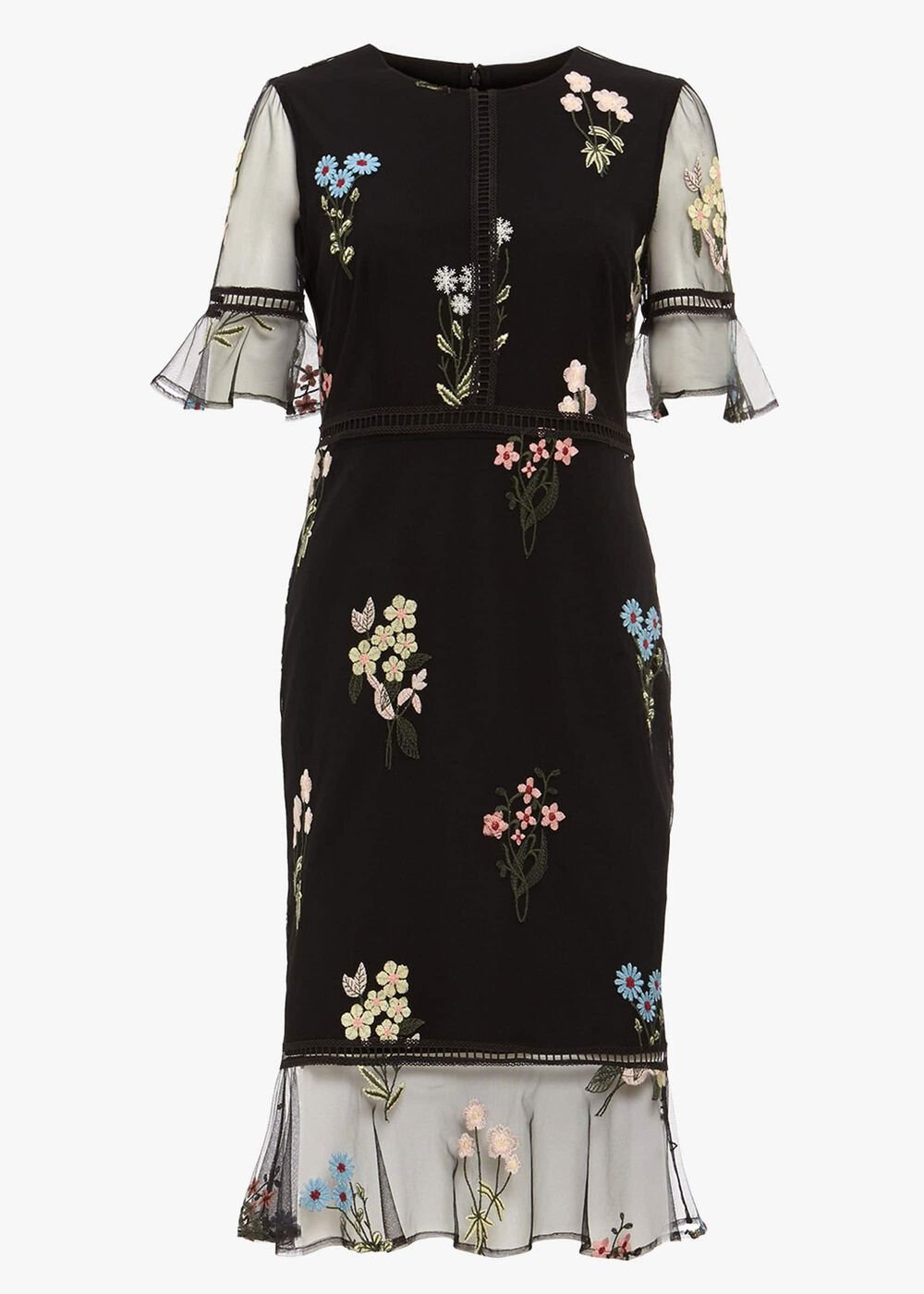 Ditsy Embroidered Dress Black