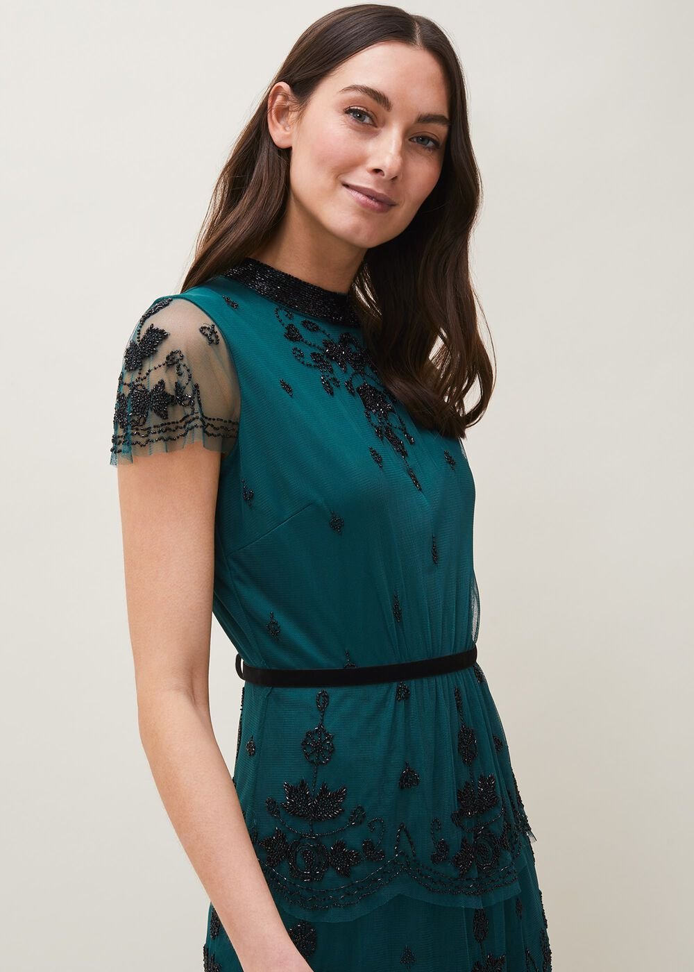 Roberta Layered Maxi Dress Black/Forest