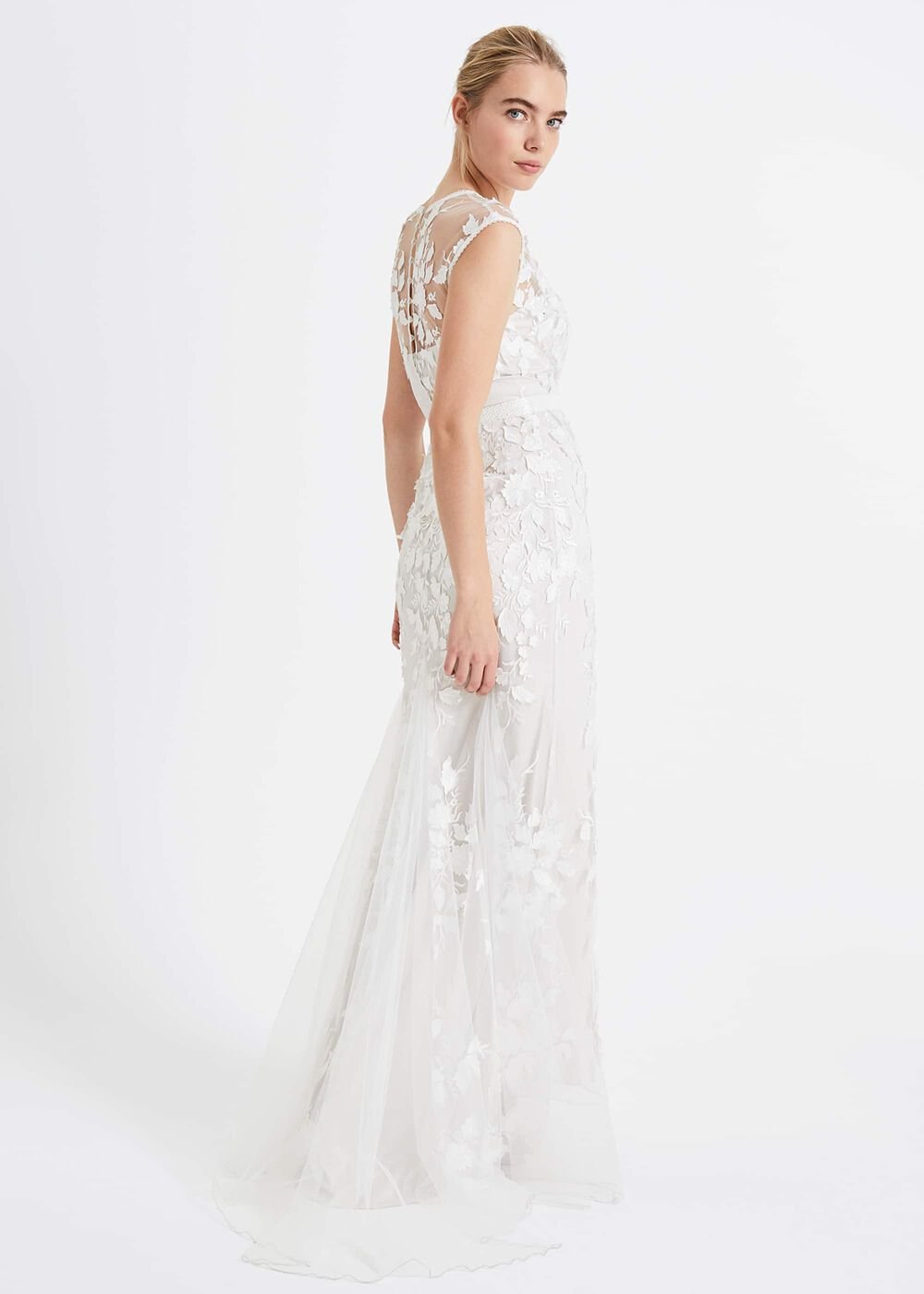 Peony 3d Lace Wedding Dress Almond