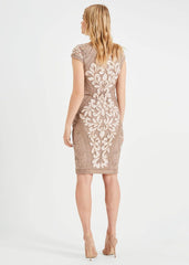 Perdy Tapework Lace Dress Latte/Cream