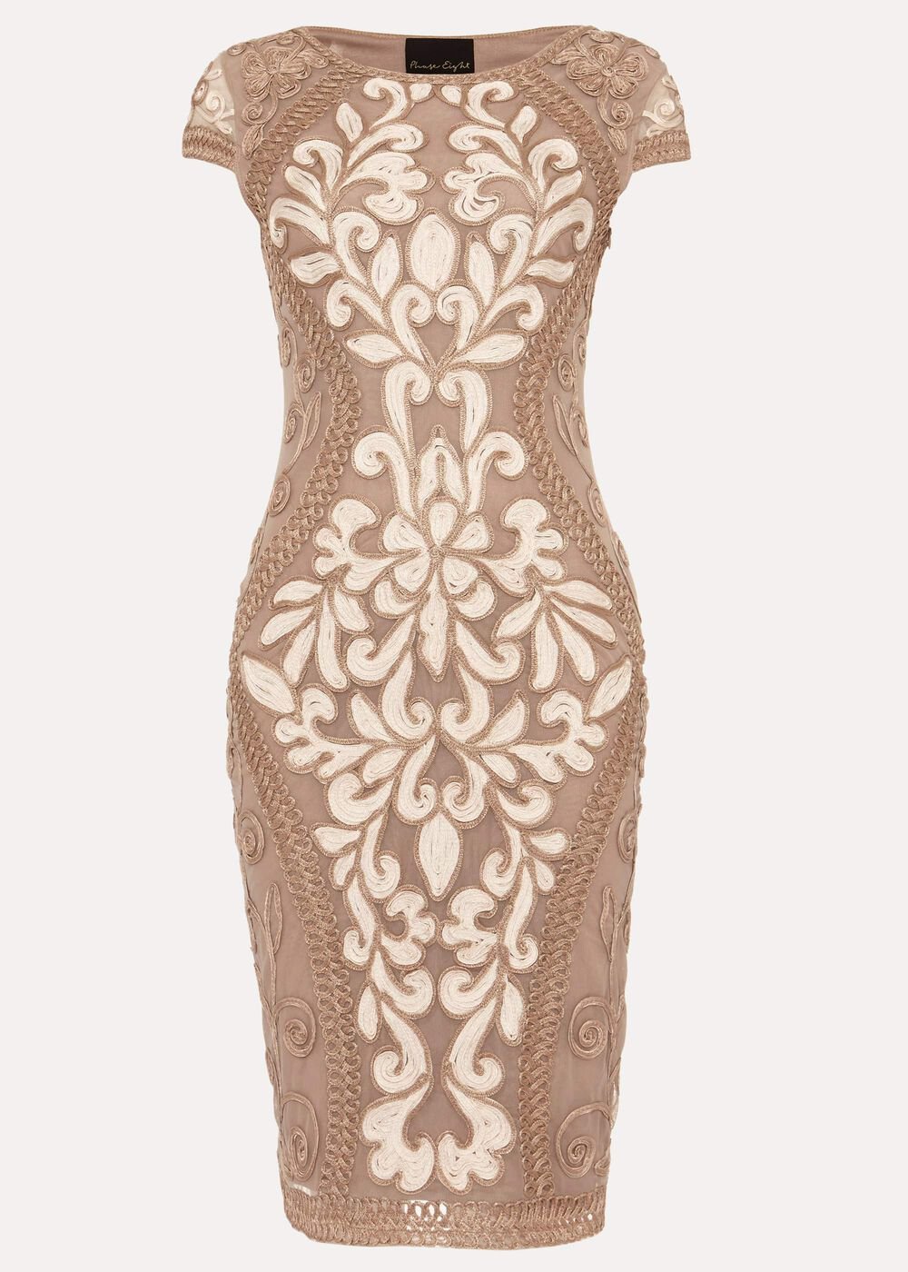 Perdy Tapework Lace Dress Latte/Cream