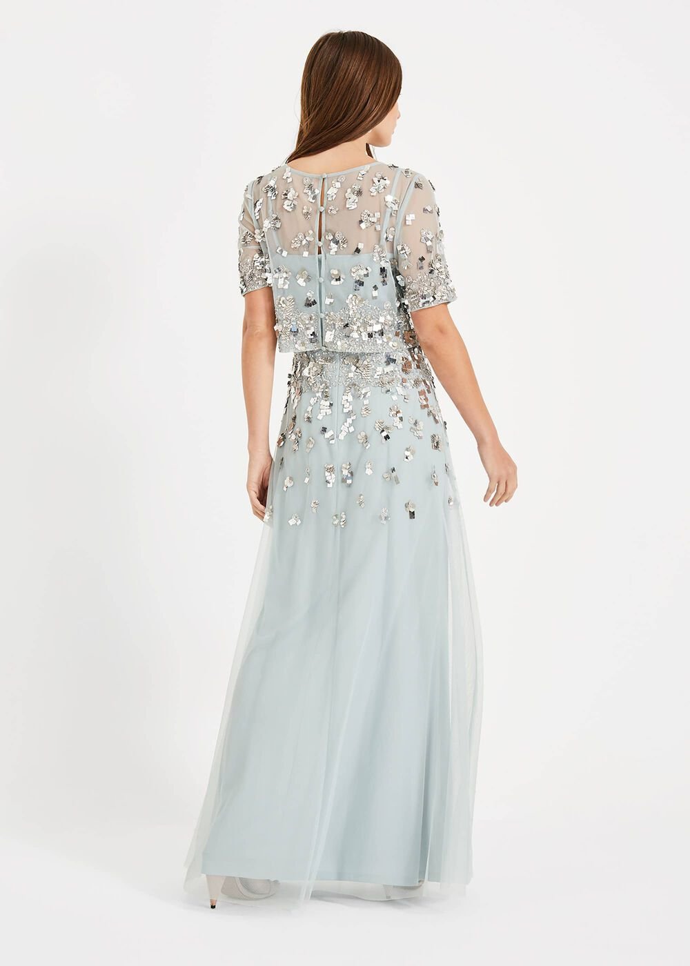 Christina Sequin Maxi Dress Duck Egg/Silver