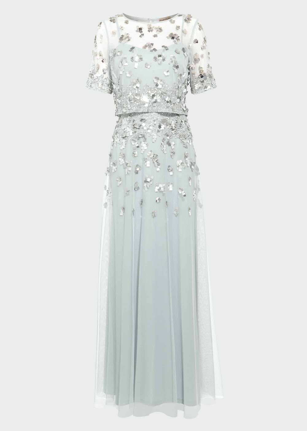 Christina Sequin Maxi Dress Duck Egg/Silver