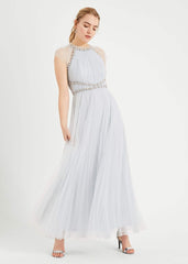 Gerona Pleated Tulle Dress Ice Blue