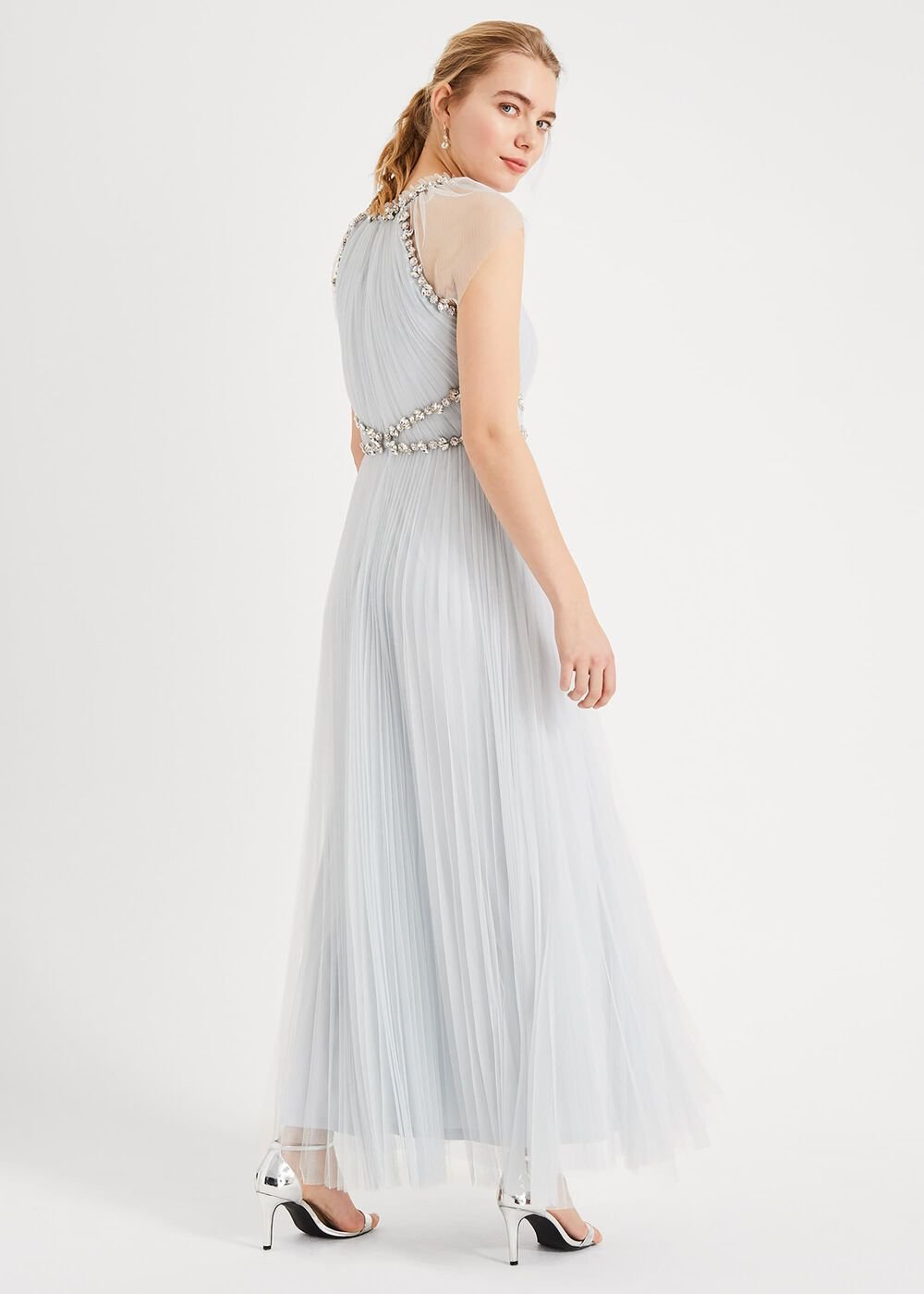 Gerona Pleated Tulle Dress Ice Blue