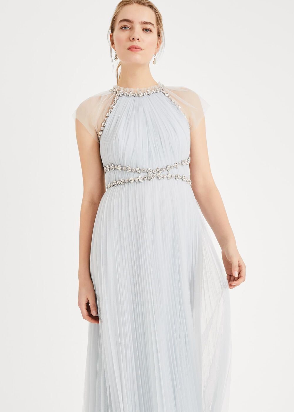 Gerona Pleated Tulle Dress Ice Blue