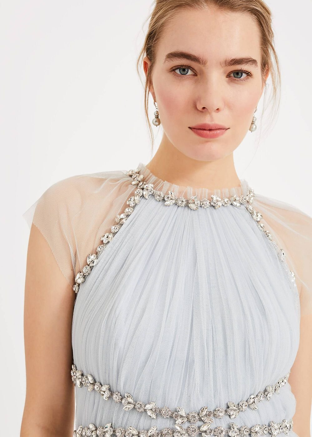 Gerona Pleated Tulle Dress Ice Blue