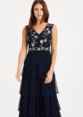 Cordelia Tiered Maxi Dress Navy