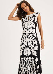 Paige Tapework Lace Maxi Dress Black/Ivory