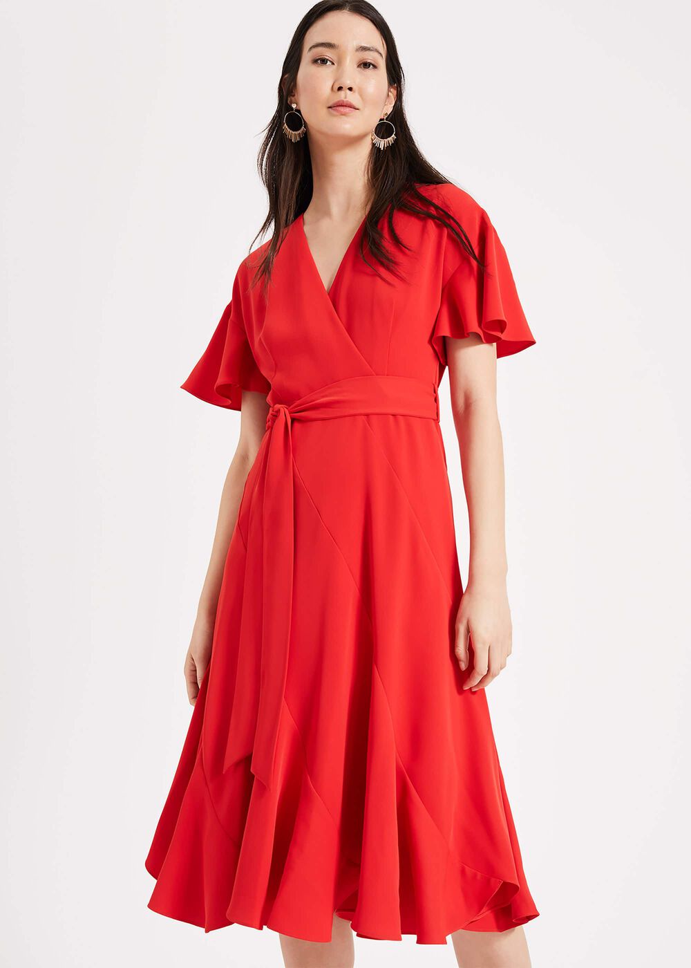 Elena Panelled Dress Fiery Red