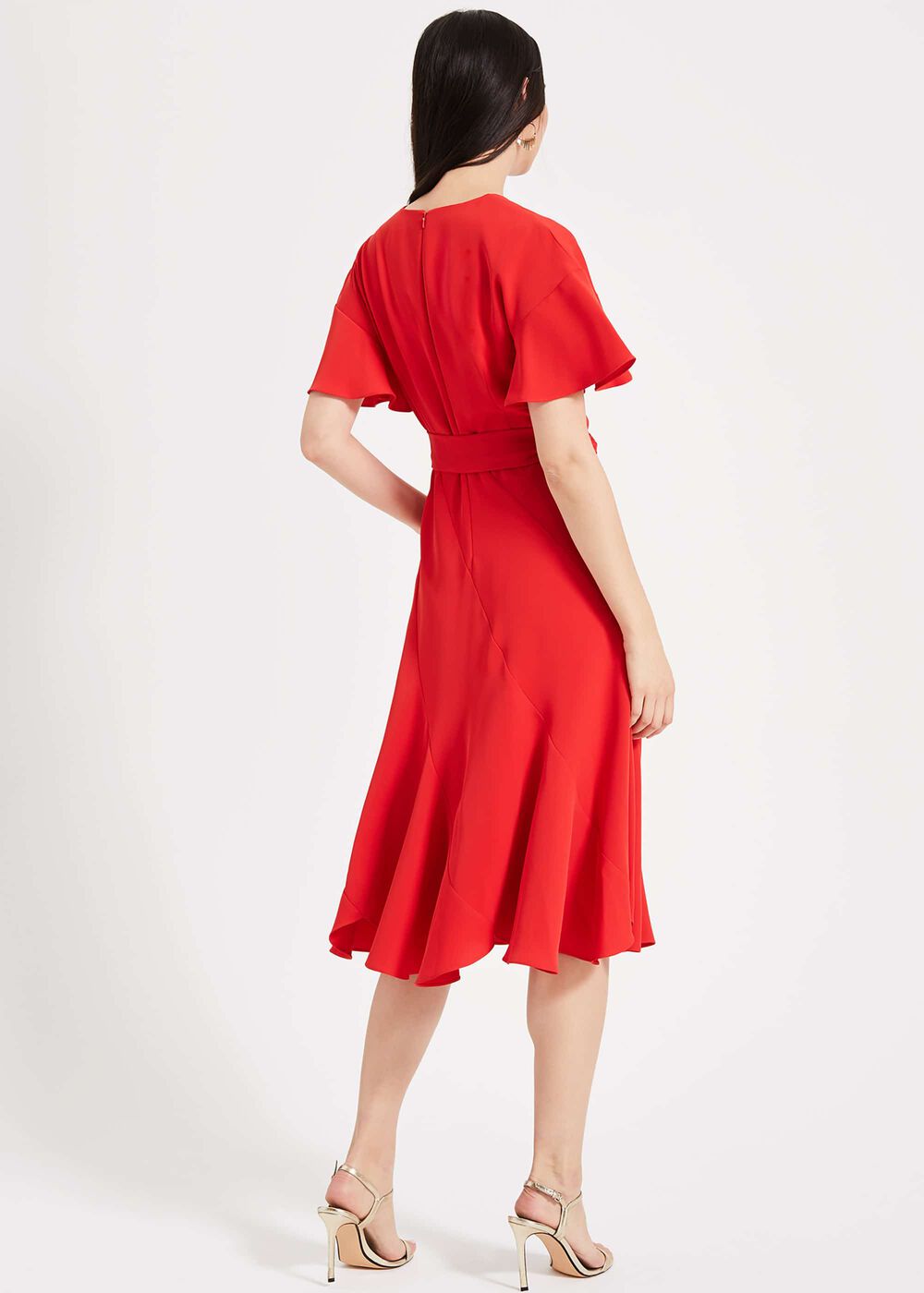 Elena Panelled Dress Fiery Red