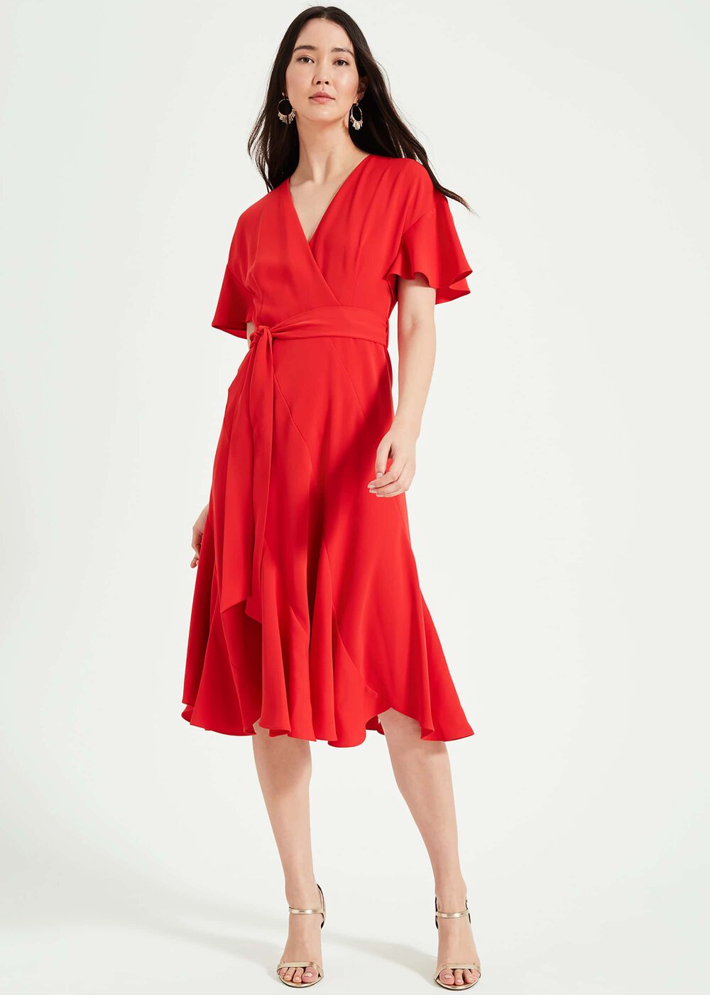 Elena Panelled Dress Fiery Red
