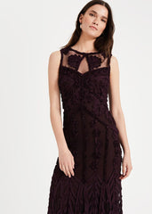 Anoushka Tapework Lace Maxi Dress Burgundy