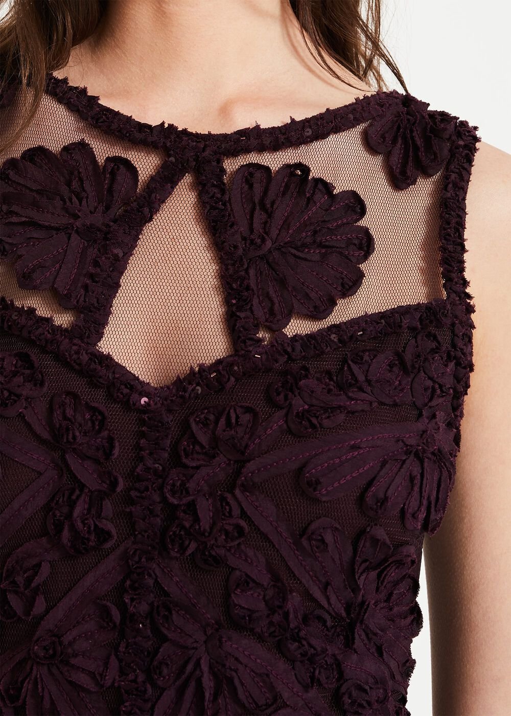 Anoushka Tapework Lace Maxi Dress Burgundy